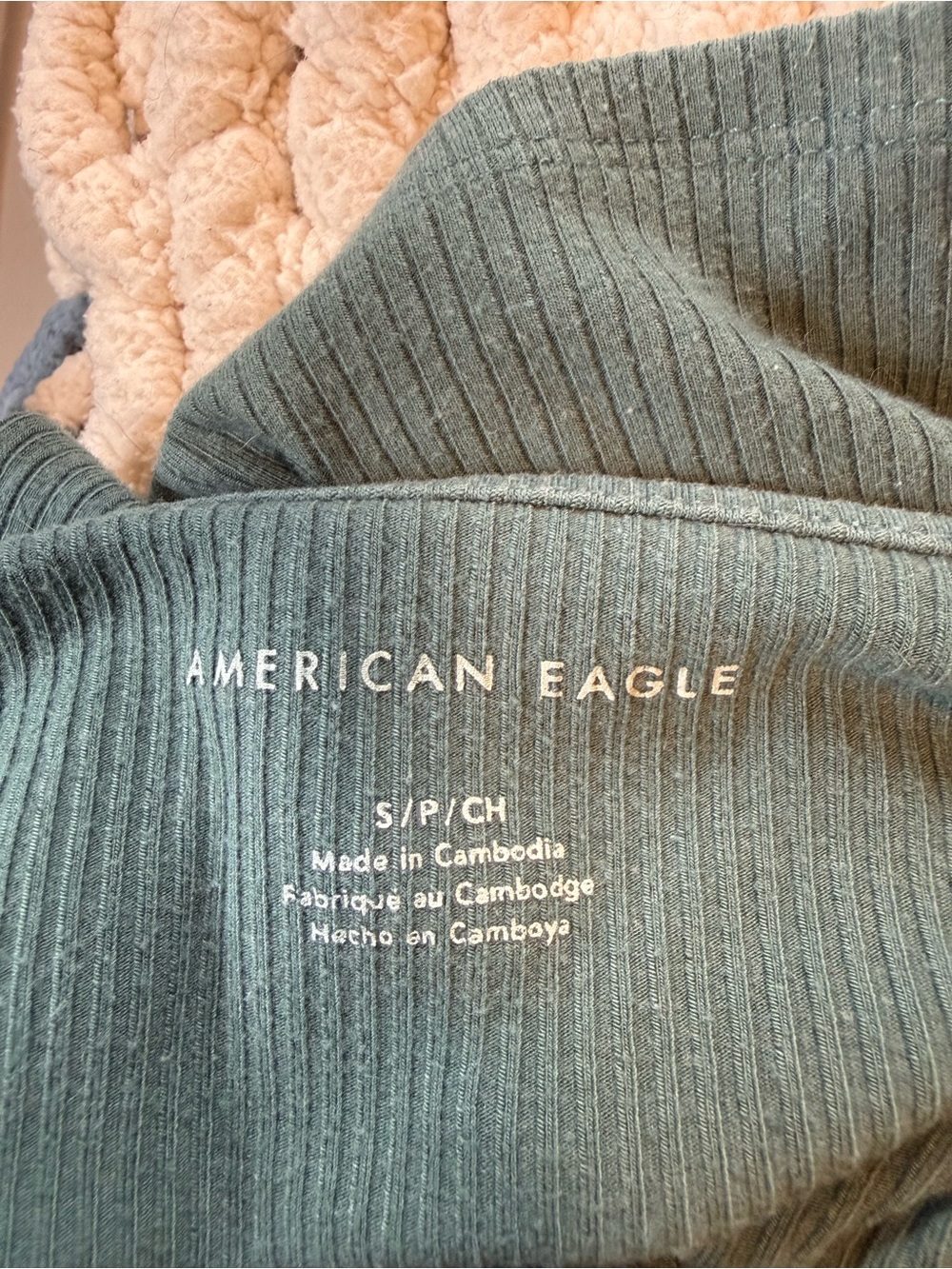 American Eagle Outfitters Ribbed Spaghetti Strap Cami - Sage Green - Picture 3 of 3